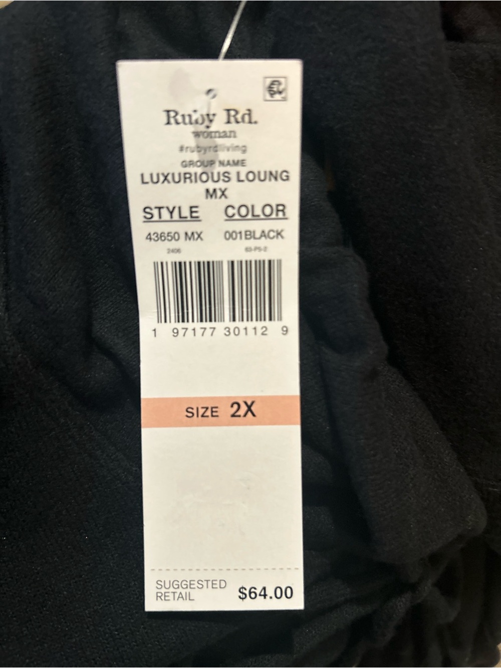 Ruby Rd. Black Cowl Neck Pullover with Drawstring - Picture 8 of 9